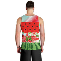 Summer Vibes Watermelon Men Tank Top Drinks And Fruit - Vibrant Watercolor Style - Tropical Vacation Art