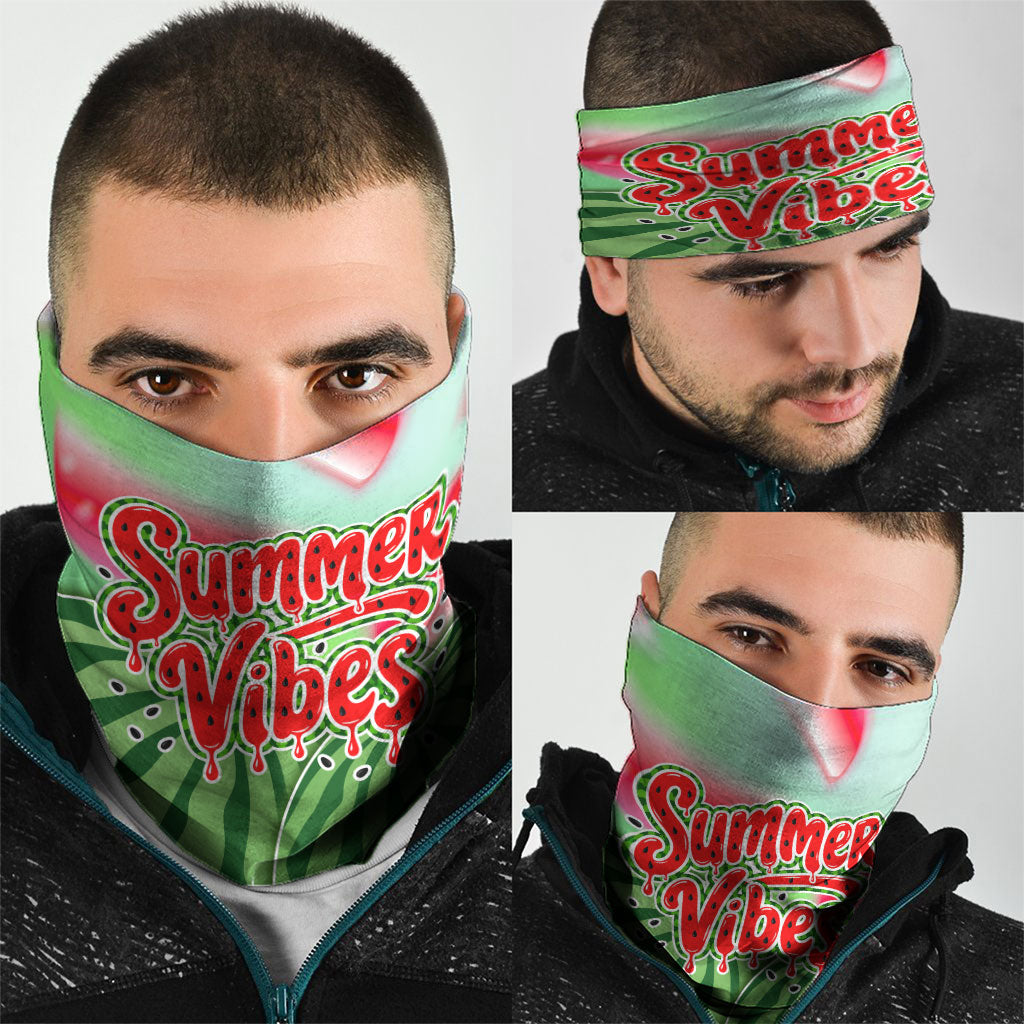 Summer Vibes Watermelon Neck Gaiter Drinks And Fruit - Vibrant Watercolor Style - Tropical Vacation Art