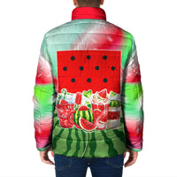 Summer Vibes Watermelon Padded Jacket Drinks And Fruit - Vibrant Watercolor Style - Tropical Vacation Art