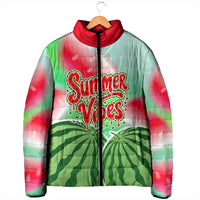 Summer Vibes Watermelon Padded Jacket Drinks And Fruit - Vibrant Watercolor Style - Tropical Vacation Art