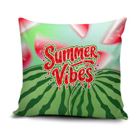 Summer Vibes Watermelon Pillow Cover Drinks And Fruit - Vibrant Watercolor Style - Tropical Vacation Art