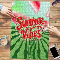 Summer Vibes Watermelon Puzzle Drinks And Fruit - Vibrant Watercolor Style - Tropical Vacation Art