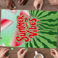 Summer Vibes Watermelon Puzzle Drinks And Fruit - Vibrant Watercolor Style - Tropical Vacation Art