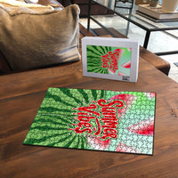 Summer Vibes Watermelon Puzzle Drinks And Fruit - Vibrant Watercolor Style - Tropical Vacation Art