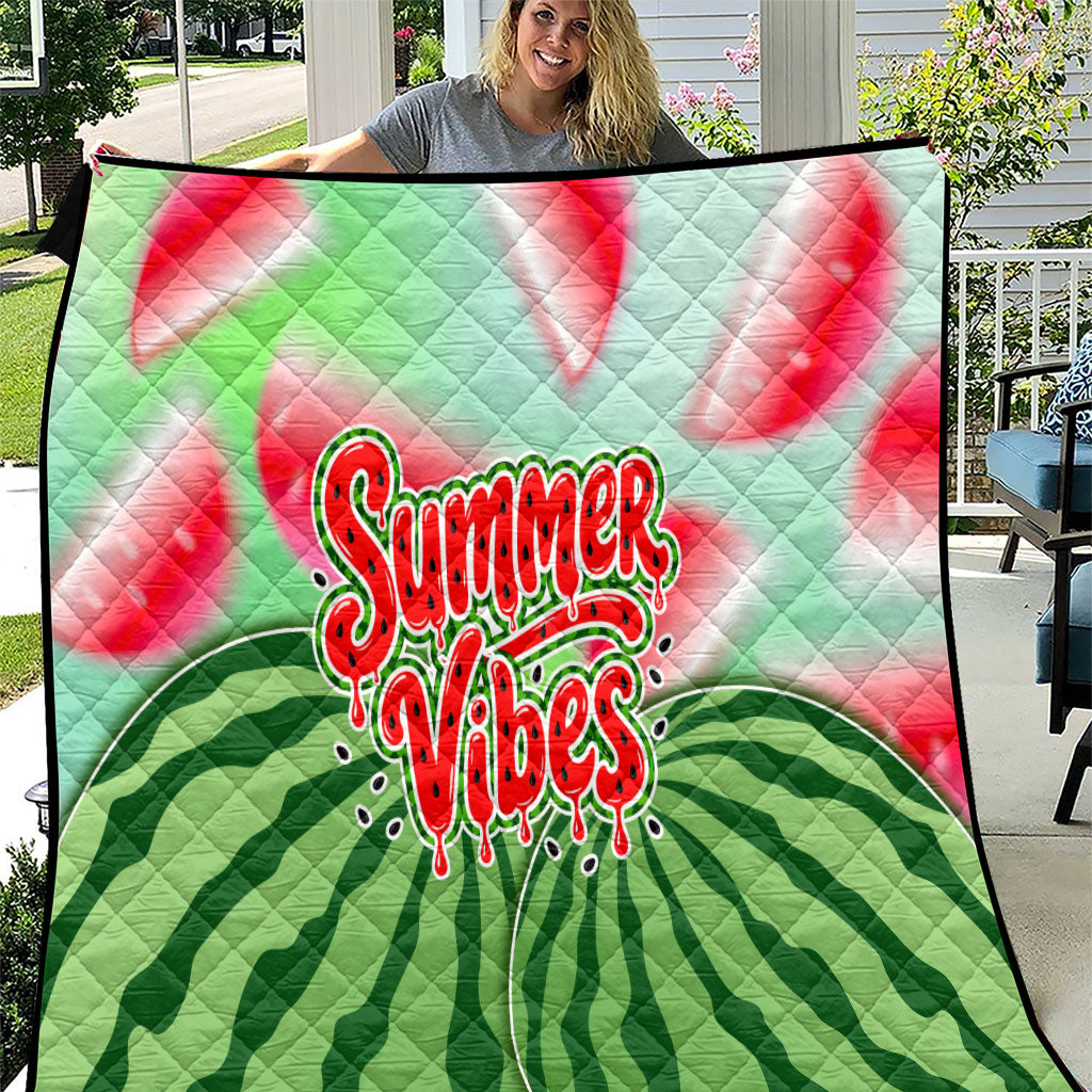 Summer Vibes Watermelon Quilt Drinks And Fruit - Vibrant Watercolor Style - Tropical Vacation Art