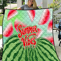 Summer Vibes Watermelon Quilt Drinks And Fruit - Vibrant Watercolor Style - Tropical Vacation Art