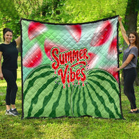 Summer Vibes Watermelon Quilt Drinks And Fruit - Vibrant Watercolor Style - Tropical Vacation Art
