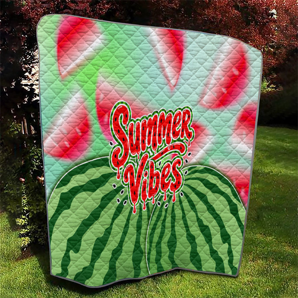 Summer Vibes Watermelon Quilt Drinks And Fruit - Vibrant Watercolor Style - Tropical Vacation Art