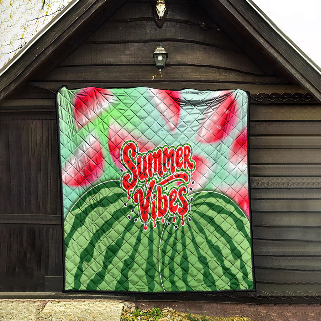 Summer Vibes Watermelon Quilt Drinks And Fruit - Vibrant Watercolor Style - Tropical Vacation Art