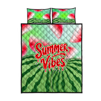 Summer Vibes Watermelon Quilt Bed Set Drinks And Fruit - Vibrant Watercolor Style - Tropical Vacation Art
