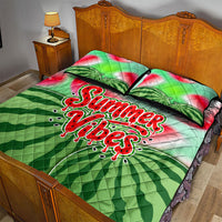 Summer Vibes Watermelon Quilt Bed Set Drinks And Fruit - Vibrant Watercolor Style - Tropical Vacation Art