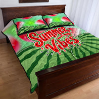Summer Vibes Watermelon Quilt Bed Set Drinks And Fruit - Vibrant Watercolor Style - Tropical Vacation Art