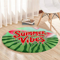 Summer Vibes Watermelon Round Carpet Drinks And Fruit - Vibrant Watercolor Style - Tropical Vacation Art