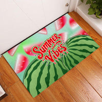 Summer Vibes Watermelon Rubber Doormat Drinks And Fruit - Vibrant Watercolor Style - Tropical Vacation Art