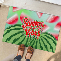 Summer Vibes Watermelon Rubber Doormat Drinks And Fruit - Vibrant Watercolor Style - Tropical Vacation Art