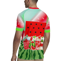 Summer Vibes Watermelon Rugby Jersey Drinks And Fruit - Vibrant Watercolor Style - Tropical Vacation Art