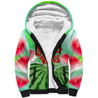 Summer Vibes Watermelon Sherpa Hoodie Drinks And Fruit - Vibrant Watercolor Style - Tropical Vacation Art