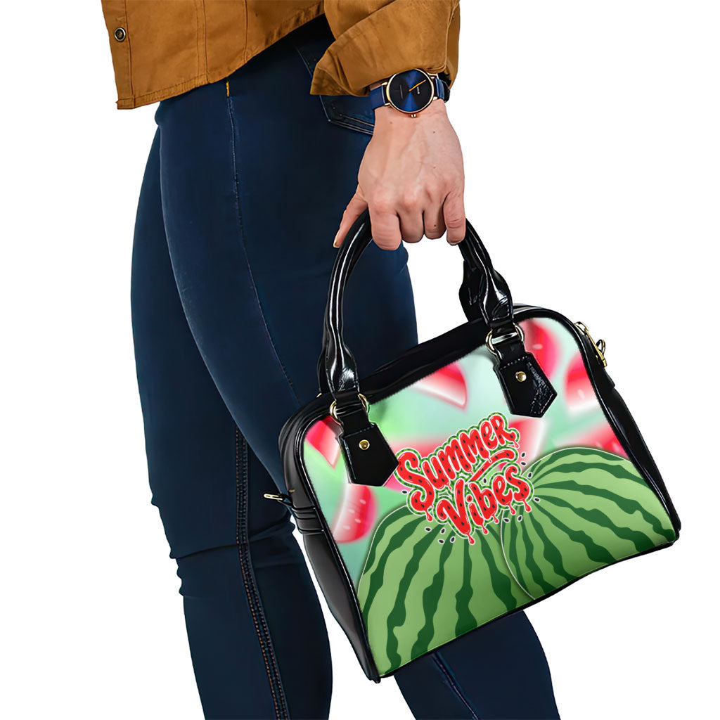 Summer Vibes Watermelon Shoulder Handbag Drinks And Fruit - Vibrant Watercolor Style - Tropical Vacation Art