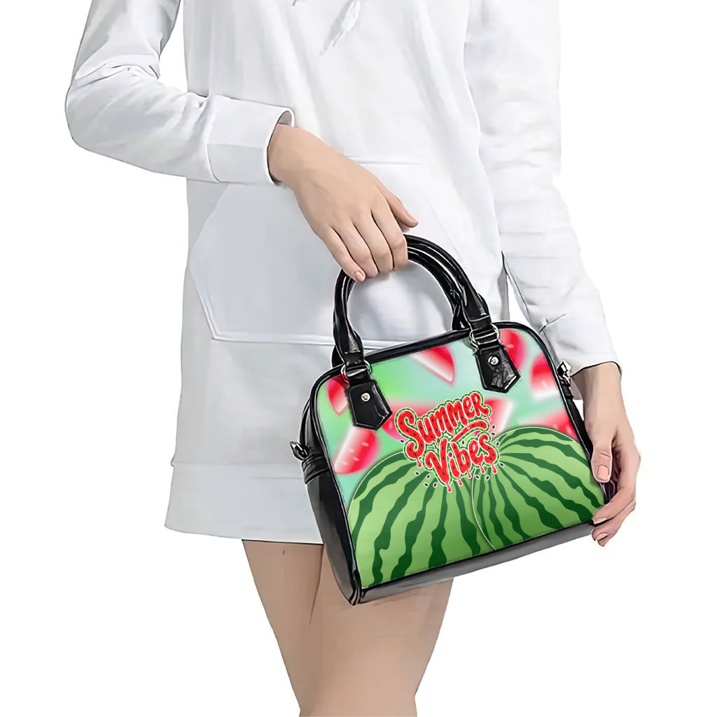 Summer Vibes Watermelon Shoulder Handbag Drinks And Fruit - Vibrant Watercolor Style - Tropical Vacation Art