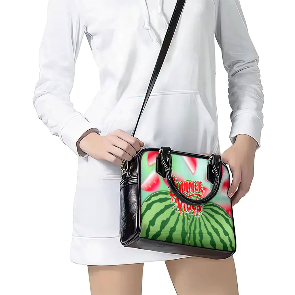 Summer Vibes Watermelon Shoulder Handbag Drinks And Fruit - Vibrant Watercolor Style - Tropical Vacation Art