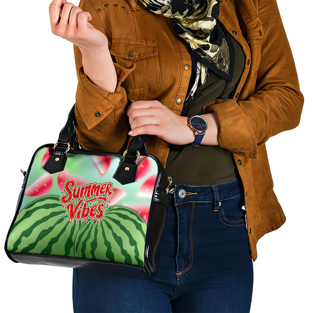 Summer Vibes Watermelon Shoulder Handbag Drinks And Fruit - Vibrant Watercolor Style - Tropical Vacation Art