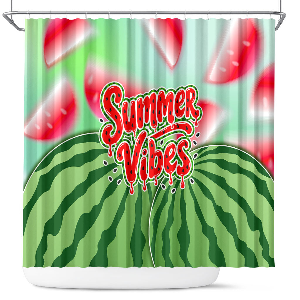 Summer Vibes Watermelon Shower Curtain Drinks And Fruit - Vibrant Watercolor Style - Tropical Vacation Art