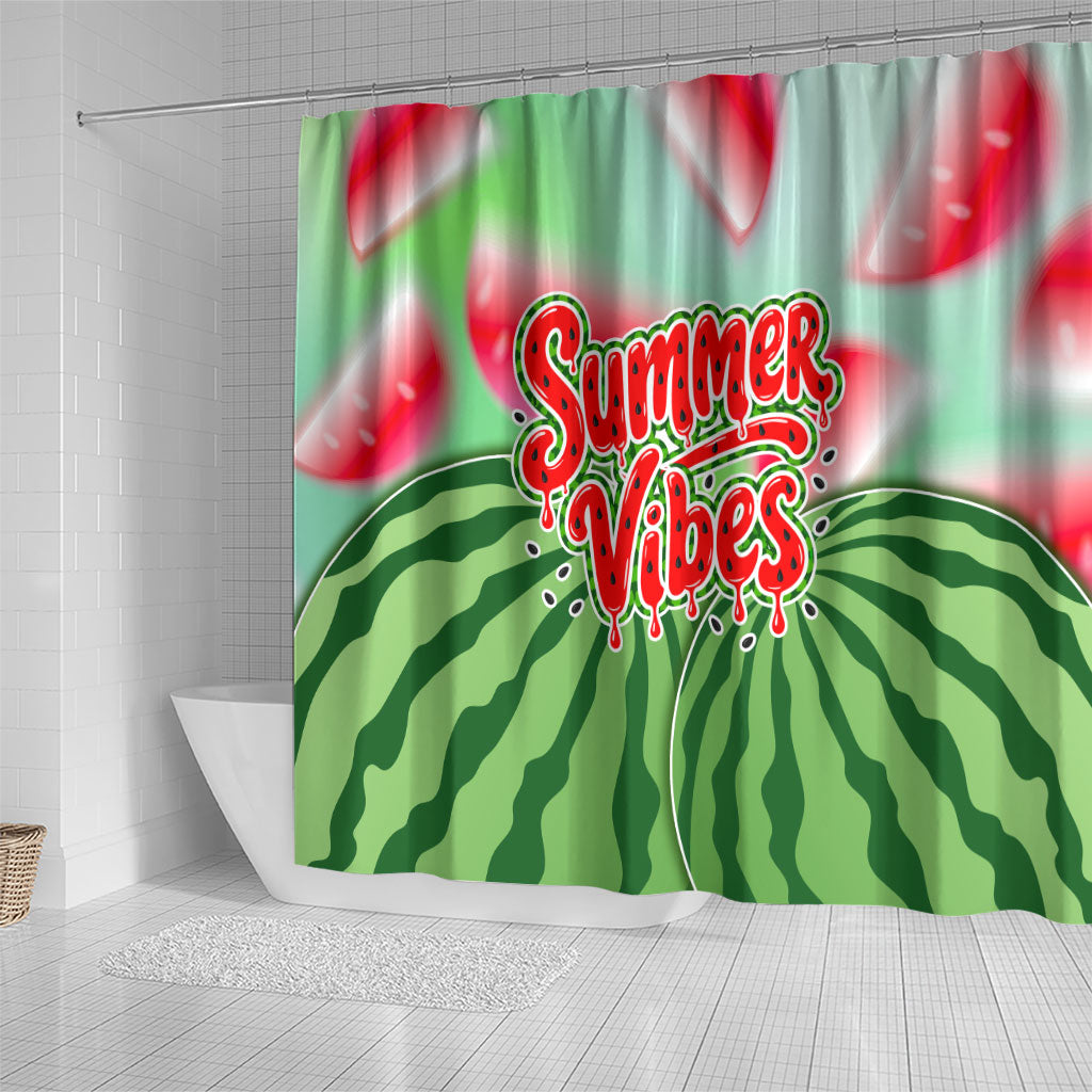 Summer Vibes Watermelon Shower Curtain Drinks And Fruit - Vibrant Watercolor Style - Tropical Vacation Art