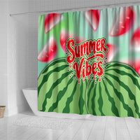 Summer Vibes Watermelon Shower Curtain Drinks And Fruit - Vibrant Watercolor Style - Tropical Vacation Art