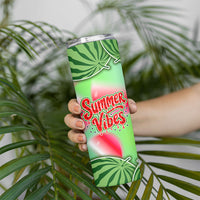 Summer Vibes Watermelon Skinny Tumbler Drinks And Fruit - Vibrant Watercolor Style - Tropical Vacation Art