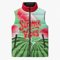 Summer Vibes Watermelon Sleeveless Puffer Jacket Drinks And Fruit - Vibrant Watercolor Style - Tropical Vacation Art