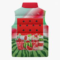 Summer Vibes Watermelon Sleeveless Puffer Jacket Drinks And Fruit - Vibrant Watercolor Style - Tropical Vacation Art