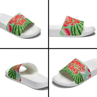 Summer Vibes Watermelon Slide Sandals Drinks And Fruit - Vibrant Watercolor Style - Tropical Vacation Art