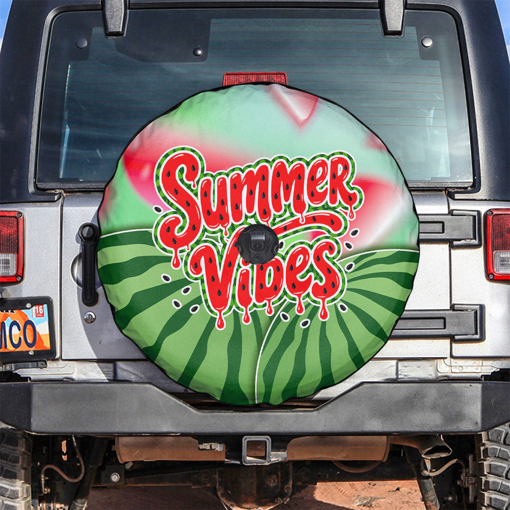 Summer Vibes Watermelon Spare Tire Cover Drinks And Fruit - Vibrant Watercolor Style - Tropical Vacation Art