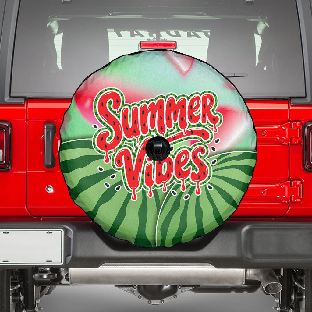 Summer Vibes Watermelon Spare Tire Cover Drinks And Fruit - Vibrant Watercolor Style - Tropical Vacation Art
