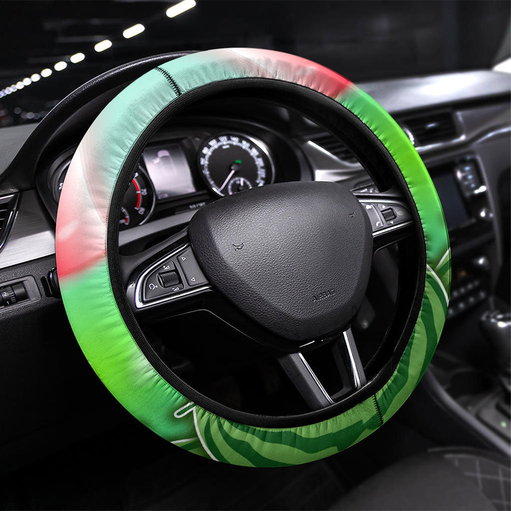Summer Vibes Watermelon Steering Wheel Cover Drinks And Fruit - Vibrant Watercolor Style - Tropical Vacation Art