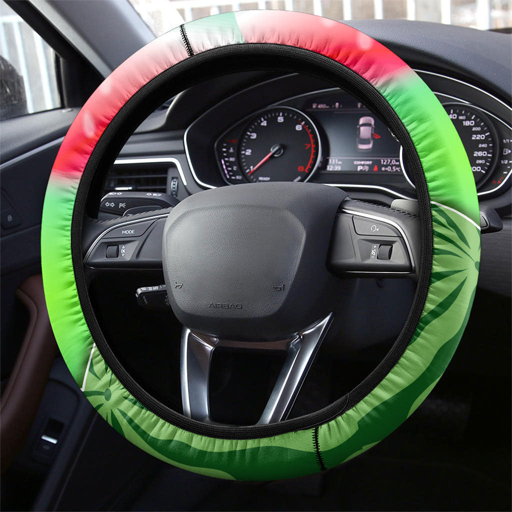 Summer Vibes Watermelon Steering Wheel Cover Drinks And Fruit - Vibrant Watercolor Style - Tropical Vacation Art
