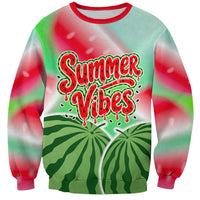 Summer Vibes Watermelon Sweatshirt Drinks And Fruit - Vibrant Watercolor Style - Tropical Vacation Art