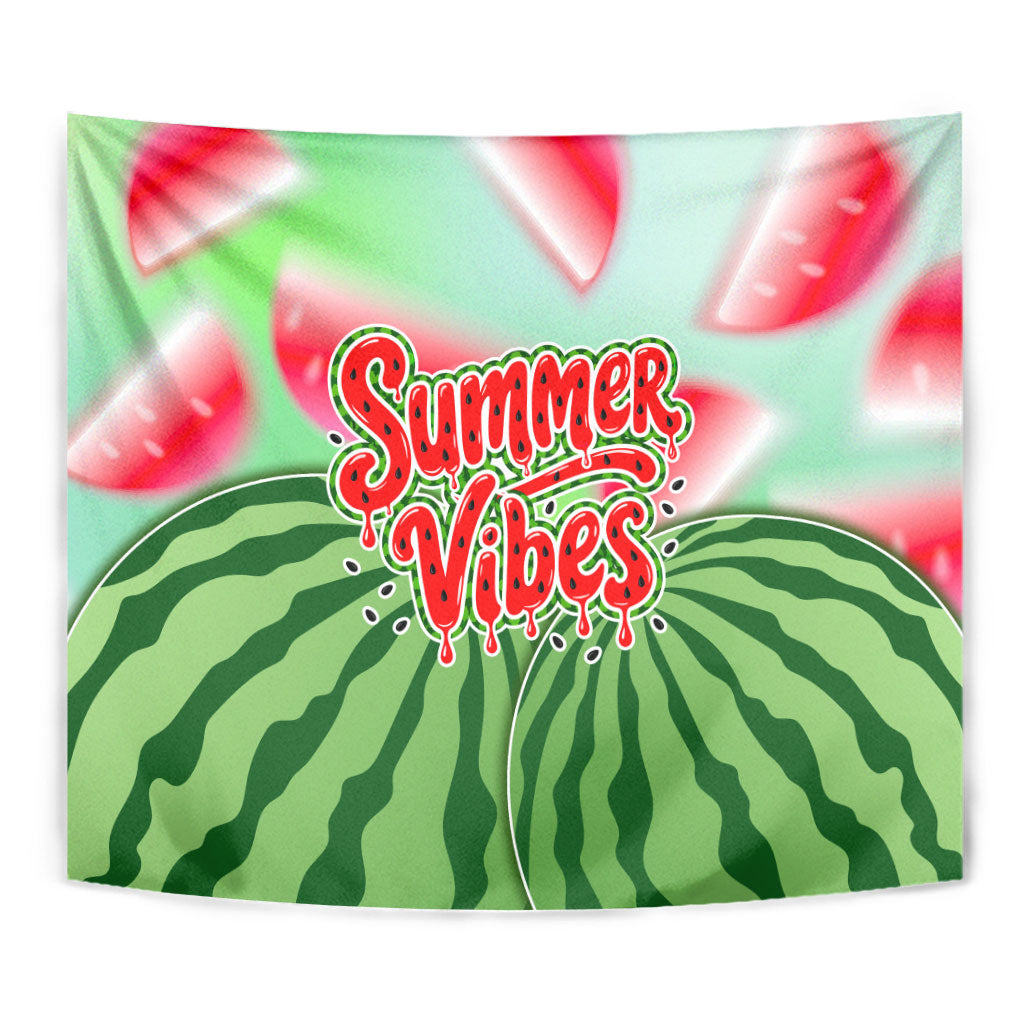 Summer Vibes Watermelon Tapestry Drinks And Fruit - Vibrant Watercolor Style - Tropical Vacation Art