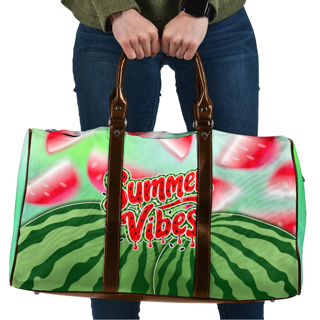 Summer Vibes Watermelon Travel Bag Drinks And Fruit - Vibrant Watercolor Style - Tropical Vacation Art