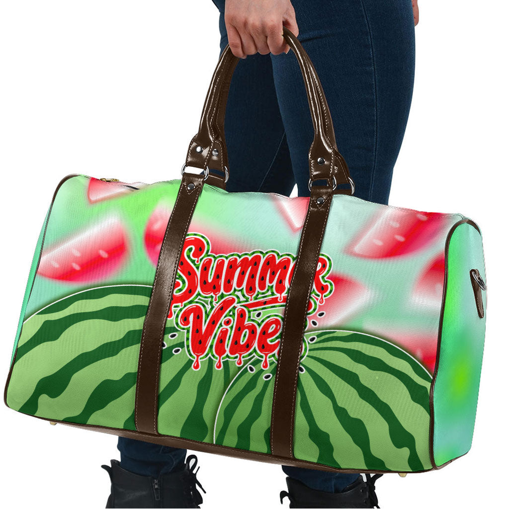 Summer Vibes Watermelon Travel Bag Drinks And Fruit - Vibrant Watercolor Style - Tropical Vacation Art