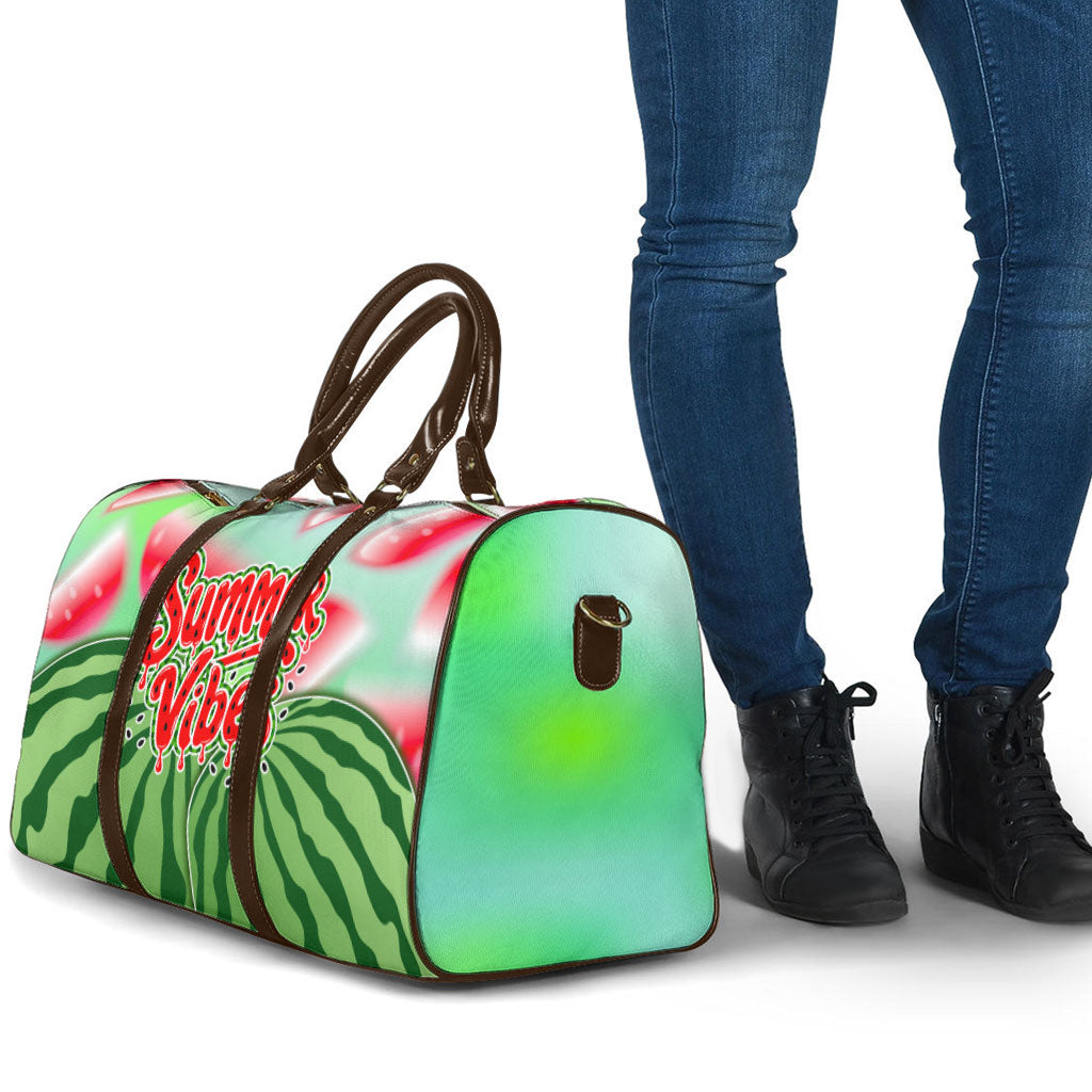 Summer Vibes Watermelon Travel Bag Drinks And Fruit - Vibrant Watercolor Style - Tropical Vacation Art