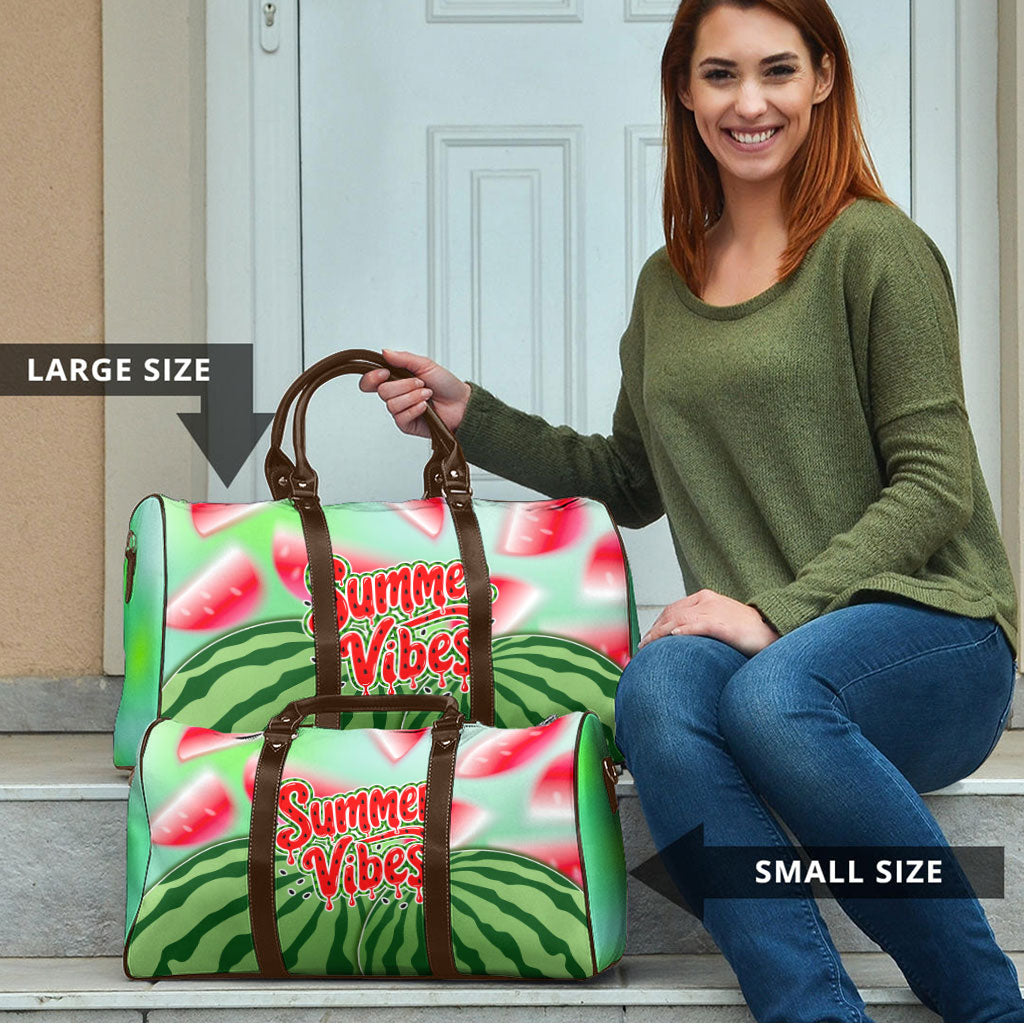 Summer Vibes Watermelon Travel Bag Drinks And Fruit - Vibrant Watercolor Style - Tropical Vacation Art
