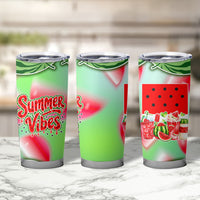 Summer Vibes Watermelon Tumbler Cup Drinks And Fruit - Vibrant Watercolor Style - Tropical Vacation Art