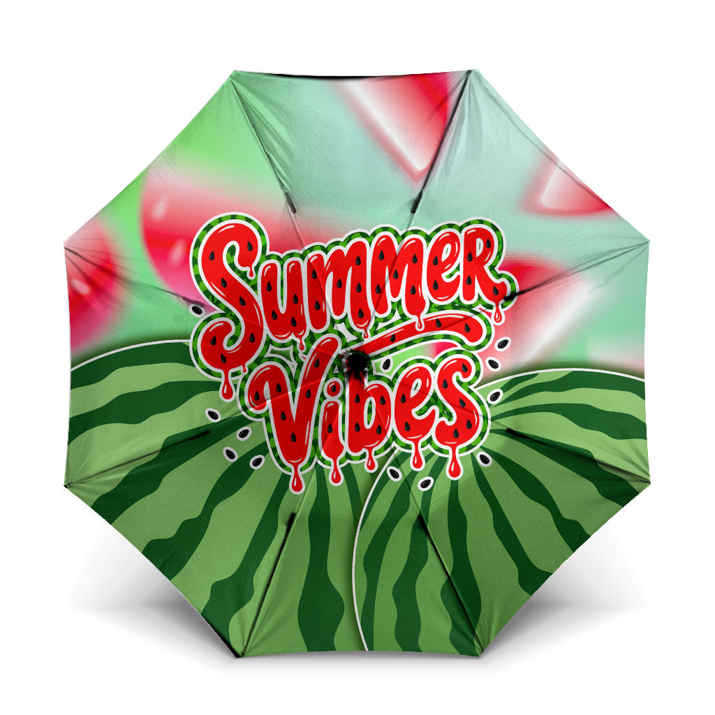 Summer Vibes Watermelon Umbrella Drinks And Fruit - Vibrant Watercolor Style - Tropical Vacation Art