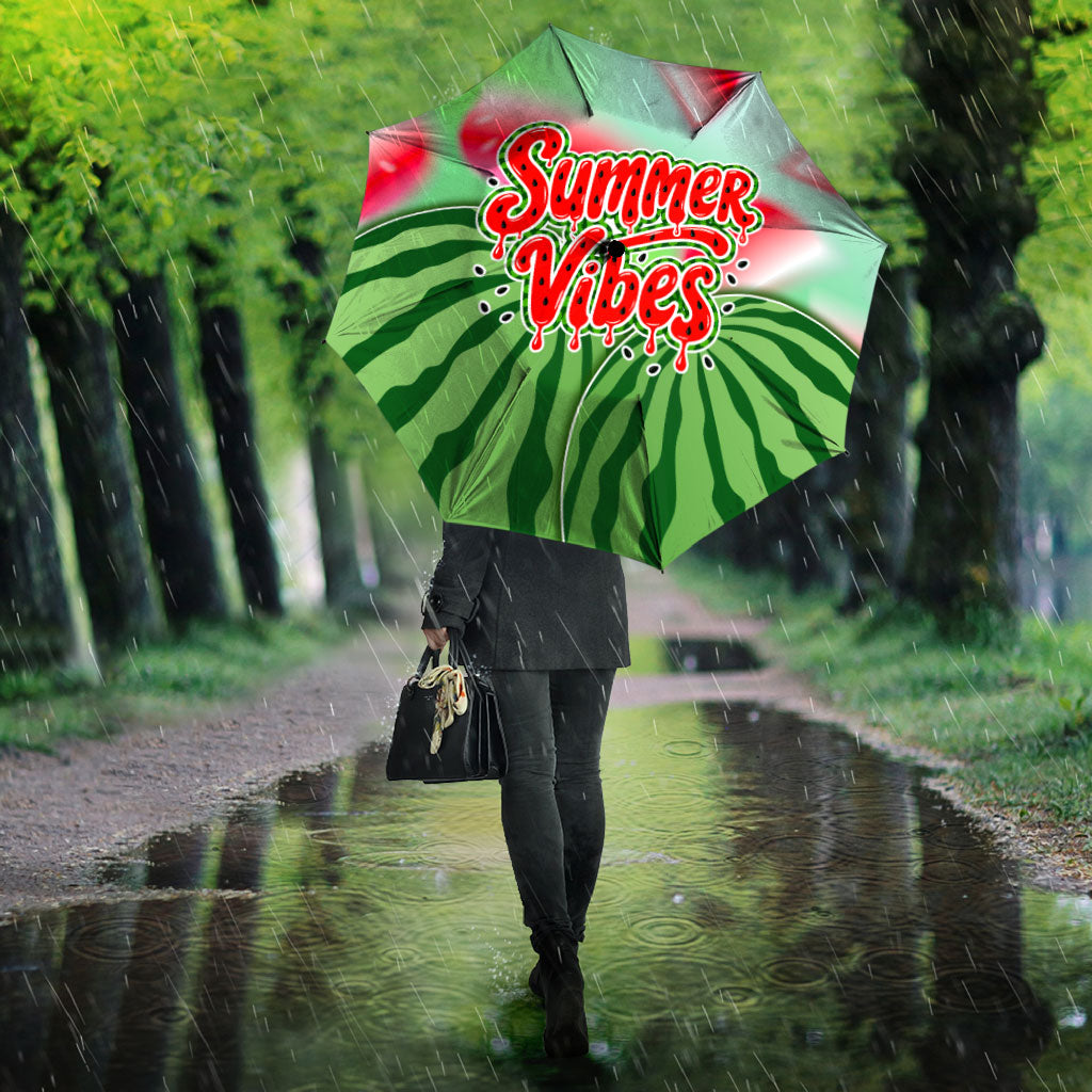 Summer Vibes Watermelon Umbrella Drinks And Fruit - Vibrant Watercolor Style - Tropical Vacation Art