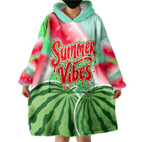 Summer Vibes Watermelon Wearable Blanket Hoodie Drinks And Fruit - Vibrant Watercolor Style - Tropical Vacation Art