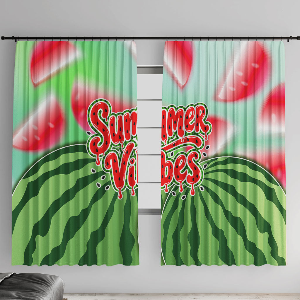 Summer Vibes Watermelon Window Curtain Drinks And Fruit - Vibrant Watercolor Style - Tropical Vacation Art