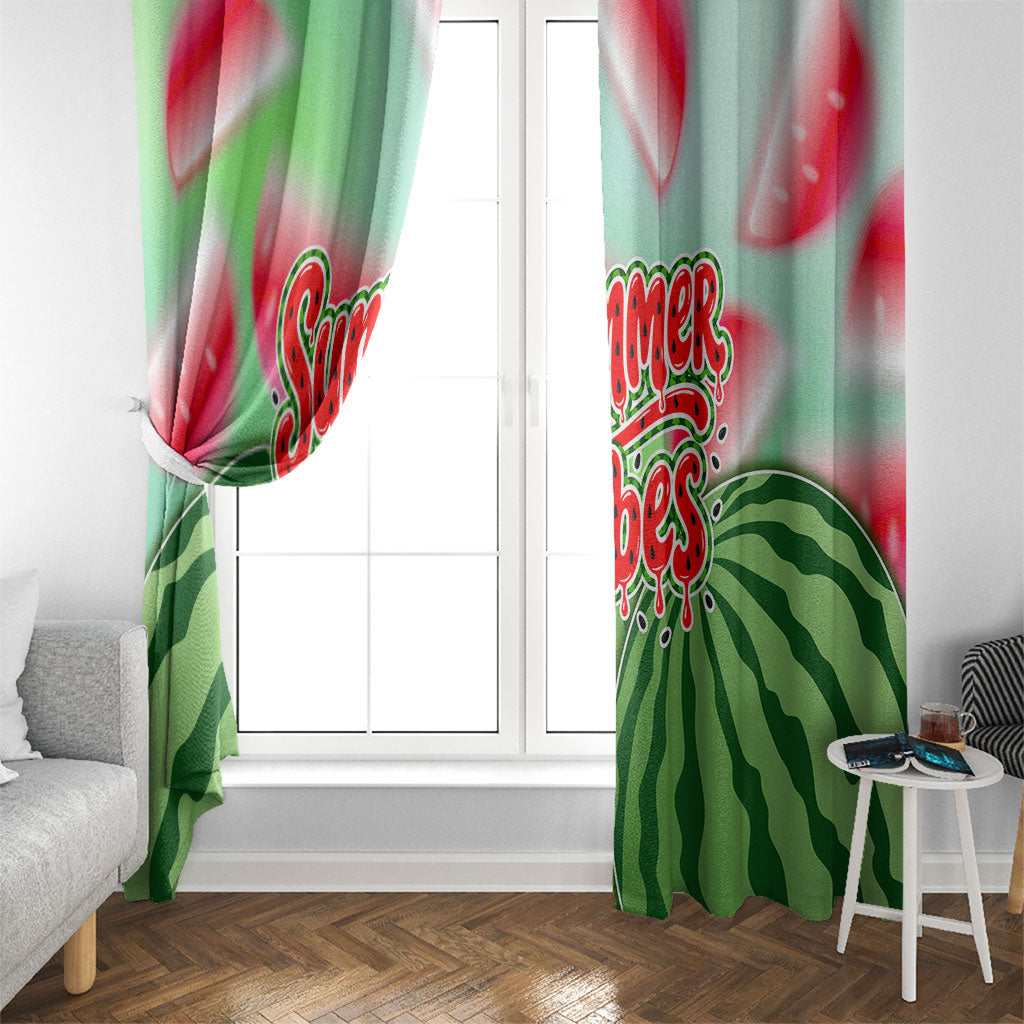 Summer Vibes Watermelon Window Curtain Drinks And Fruit - Vibrant Watercolor Style - Tropical Vacation Art