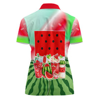 Summer Vibes Watermelon Women Polo Shirt Drinks And Fruit - Vibrant Watercolor Style - Tropical Vacation Art