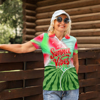 Summer Vibes Watermelon Women Polo Shirt Drinks And Fruit - Vibrant Watercolor Style - Tropical Vacation Art
